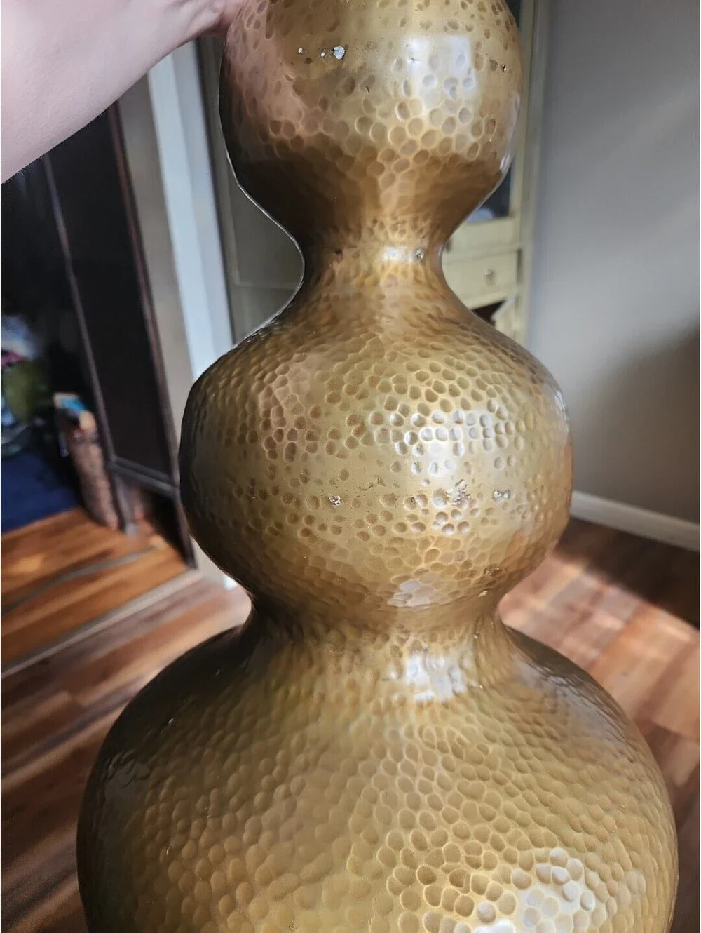 Vintage Handmade Wildwood 2014 Discontinued Brass Gourd Shaped Table Lamp 34